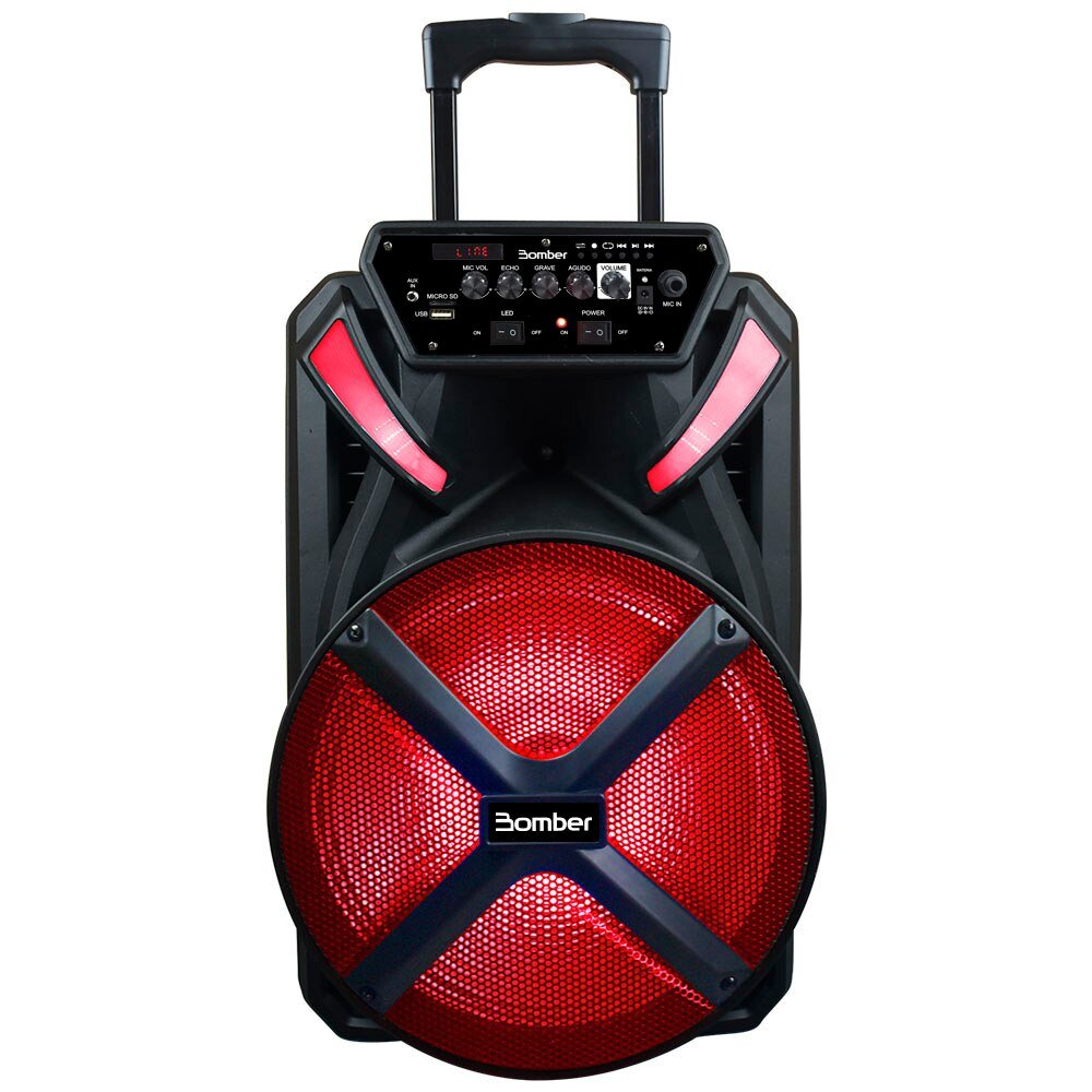 Caixa de Som Amplificada Portátil Bomber Papão 500, Woofer 12', Bluetooth, P2, USB, SD Card, Bivolt
